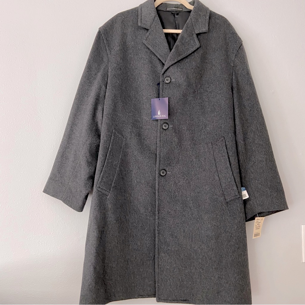 Nwt Menâs London Fog Charcoal Gray Wool Trench Coat